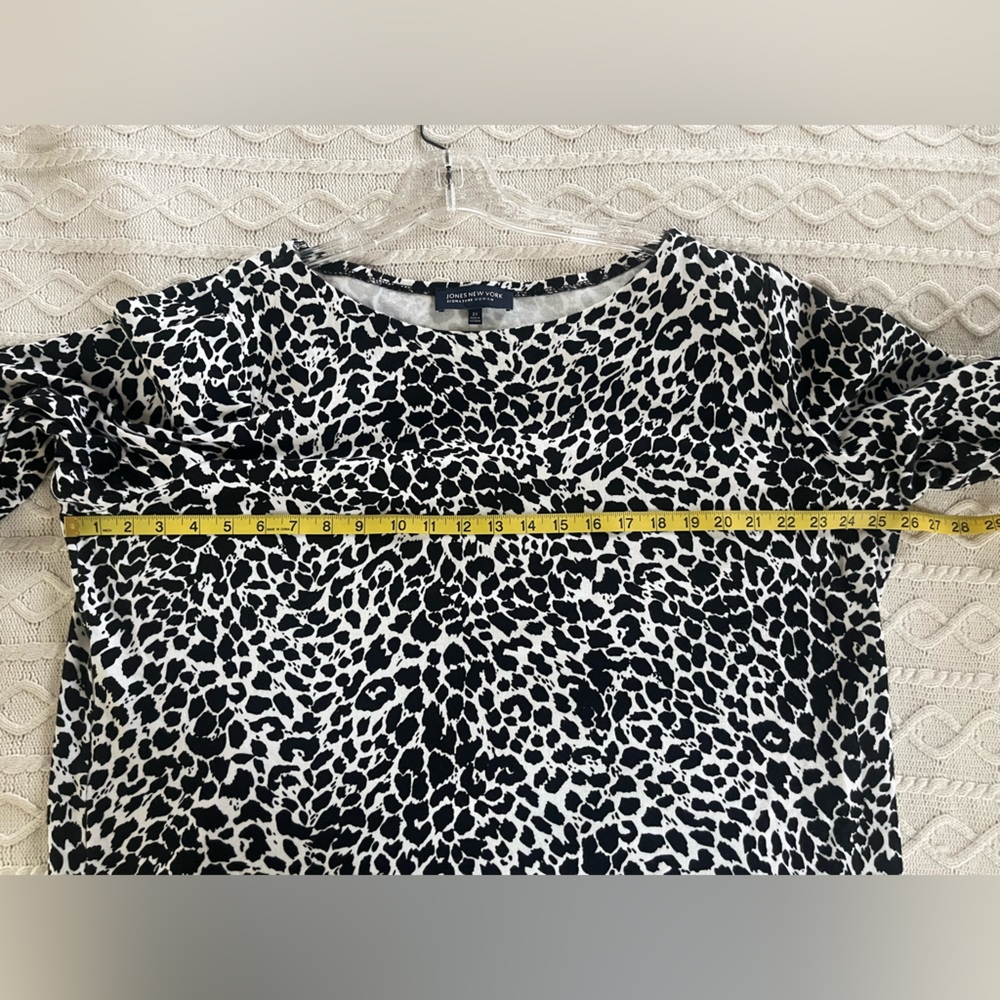 Jones New York Signature Stylish Black and White Leopard Print Women's Top 2X - Picture 11 of 13